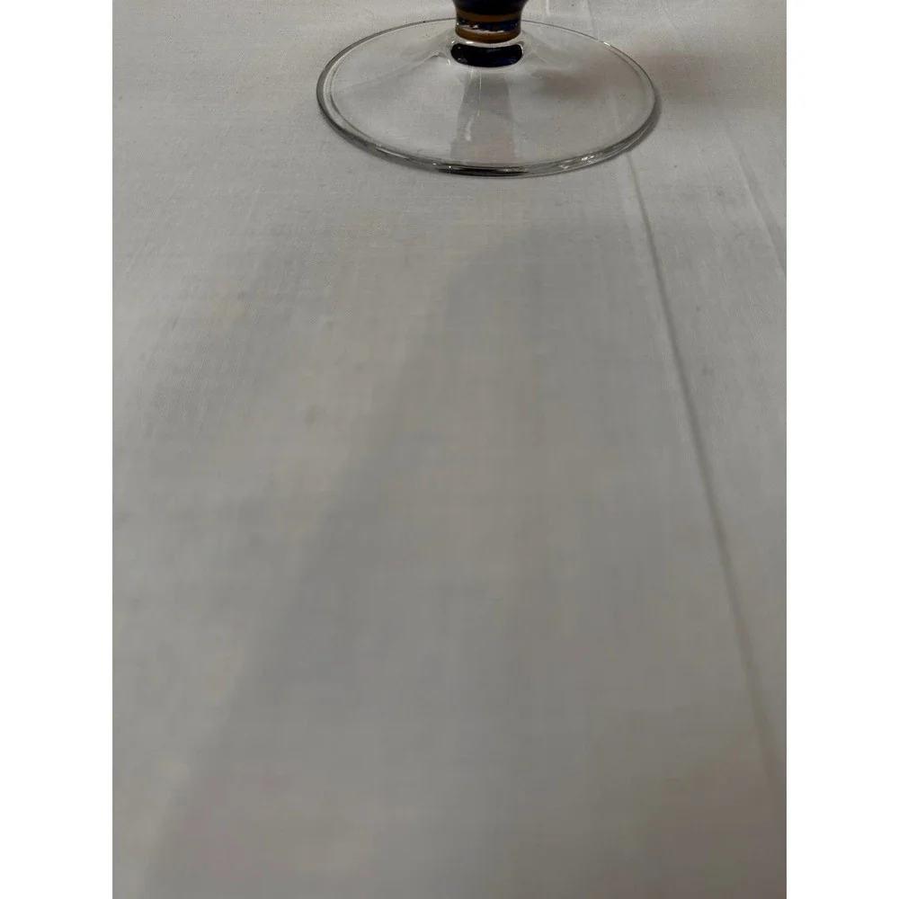 Pier 1 Imports Hand Painted Wine Glasses Set of 3 Harlequin Beaded Stem 7.5 inch